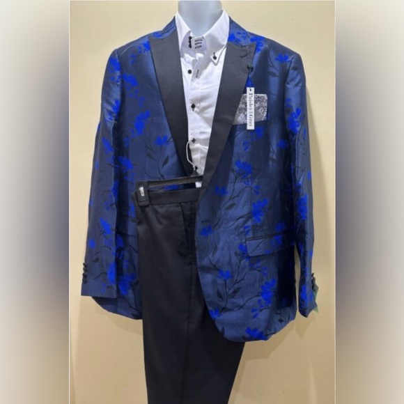 Paisley & Gray Grosvenor Peak Tuxedo Blazer Jacket Slim Electric Blue Various SZ - Picture 2 of 7